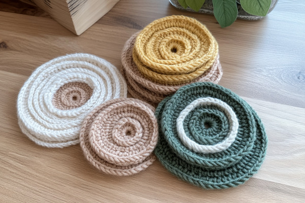 Set of crocheted coasters